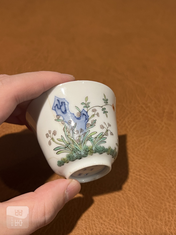 清康熙 青花五彩水仙花神杯 - 图6